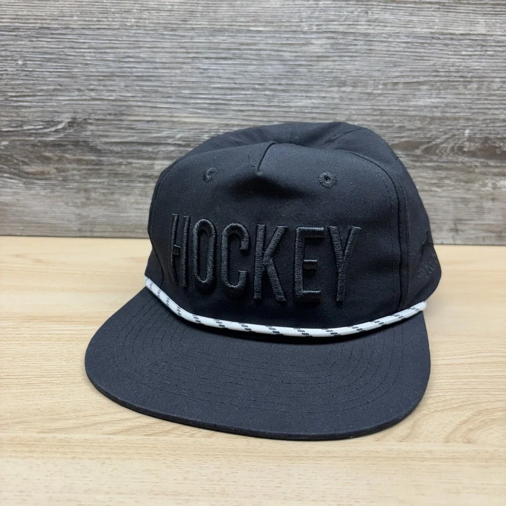 ChalkTalk Sports Hat Cap Snap Back Youth Black Ice Hockey Rope Performance Boys